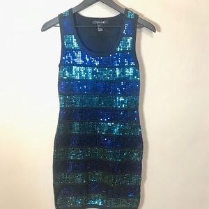 Super cute Forever 21 Cobalt and Teal Sequin dress